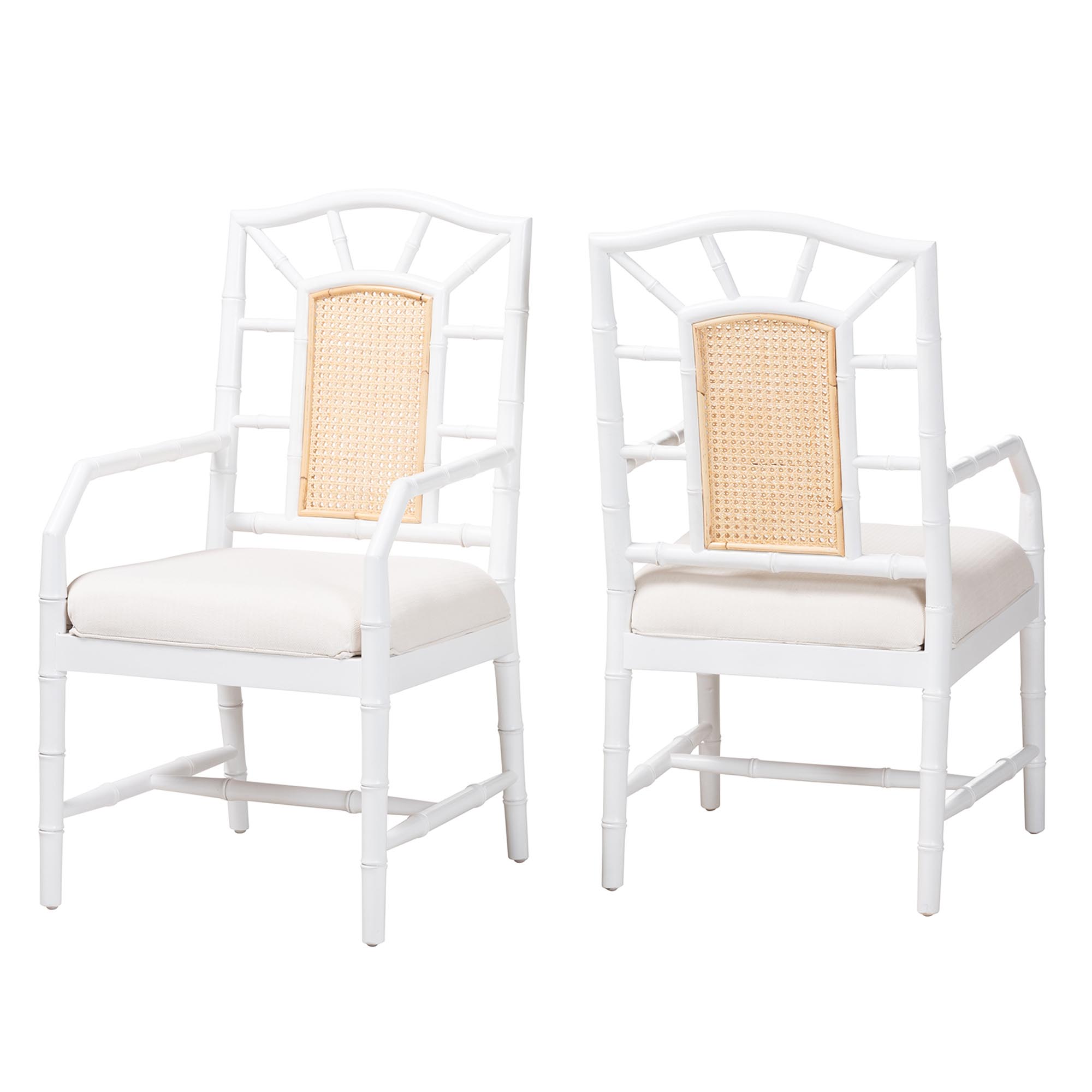 bali & pari Victor 2-Piece Dining Chair Set with Arms, White